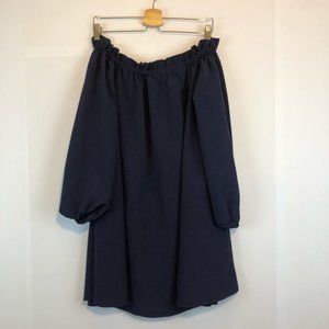 IXIAH Navy blue ruffle off the shoulder Dress